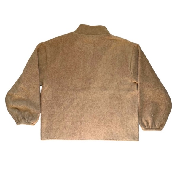 J Crew Women's Tan Black Quilted Sherpa Teddy Half Zip Pullover Sweater Sz L - Picture 7 of 8